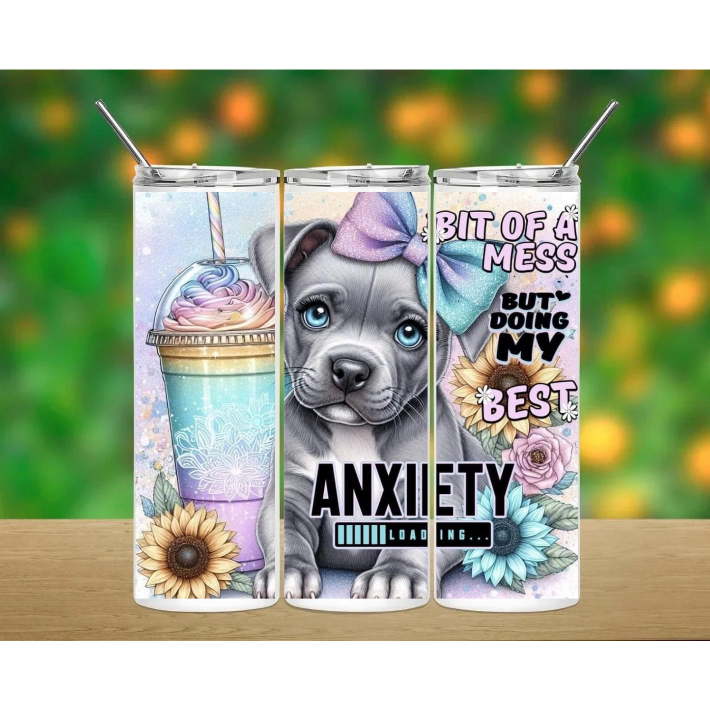20 oz Straight Sublimation Tumbler - Anxiety
