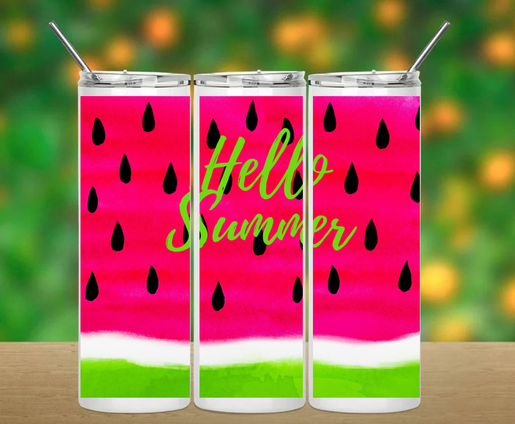 20 oz Straight Sublimation Tumbler - Hello Summer
