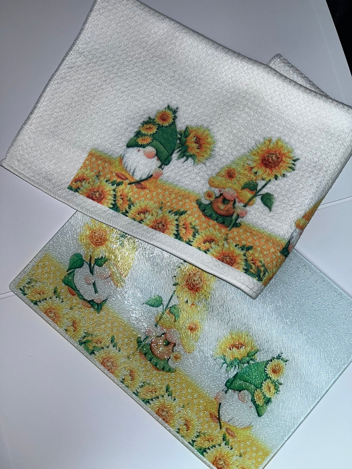 Glass Cutting Board with Matching Kitchen Towel