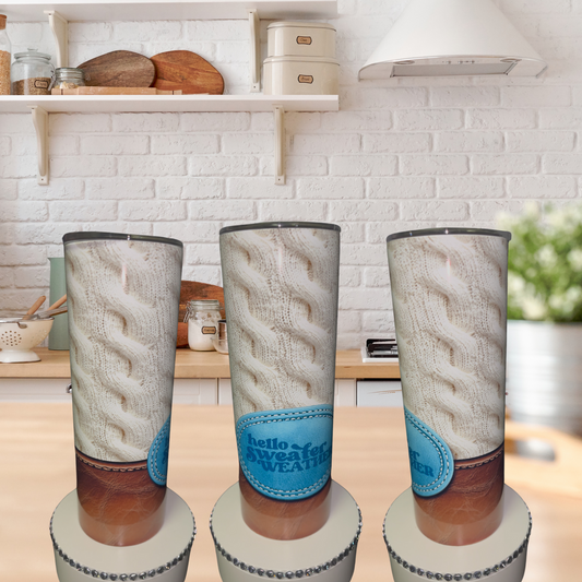 Cream and Brown Sweater 20 oz Tumbler - $20