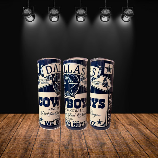 20 oz Straight Sublimation Tumbler - NFL Dallas Cowboys