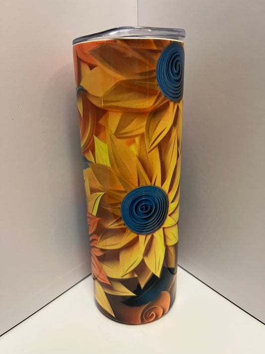 20 oz Straight Sublimation Tumbler - Yellow Flowers