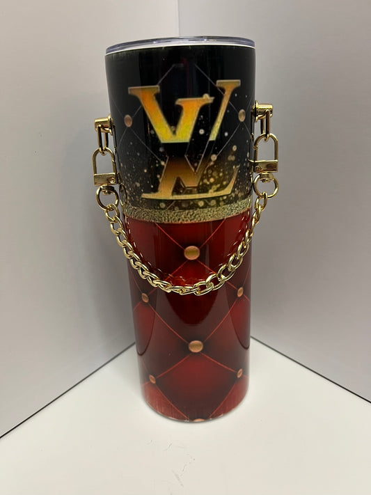 20 oz Straight Sublimation Tumbler - LV with Chain