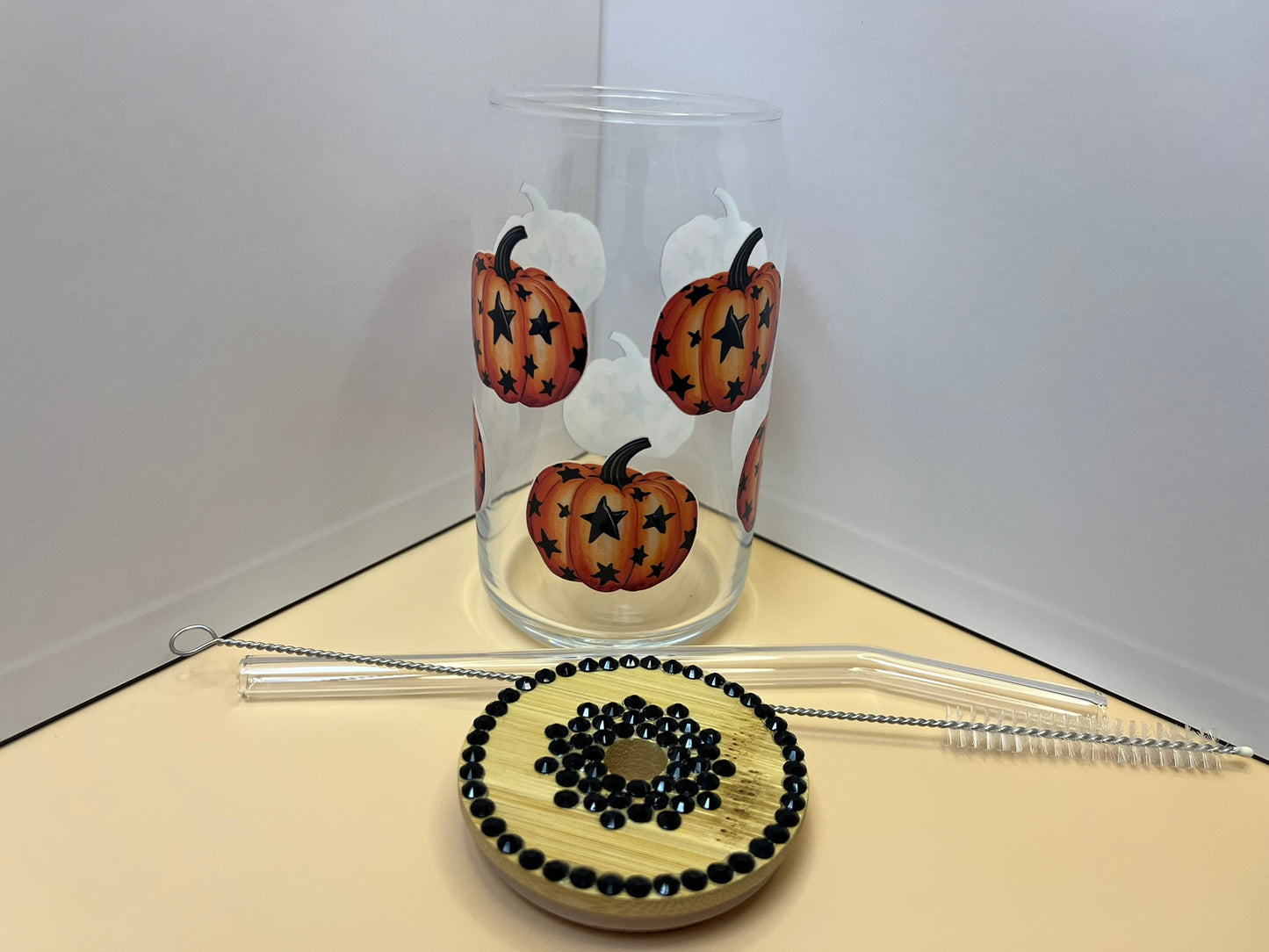 Glass Beer Can 16 oz - Pumpkins $15.00