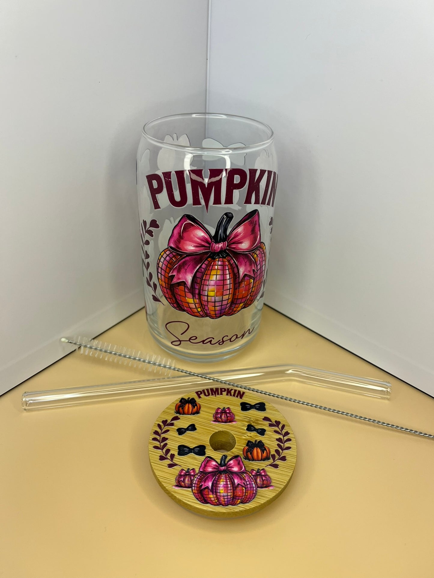 Glass Beer Can 16 oz - Pumpkin Season $15.00