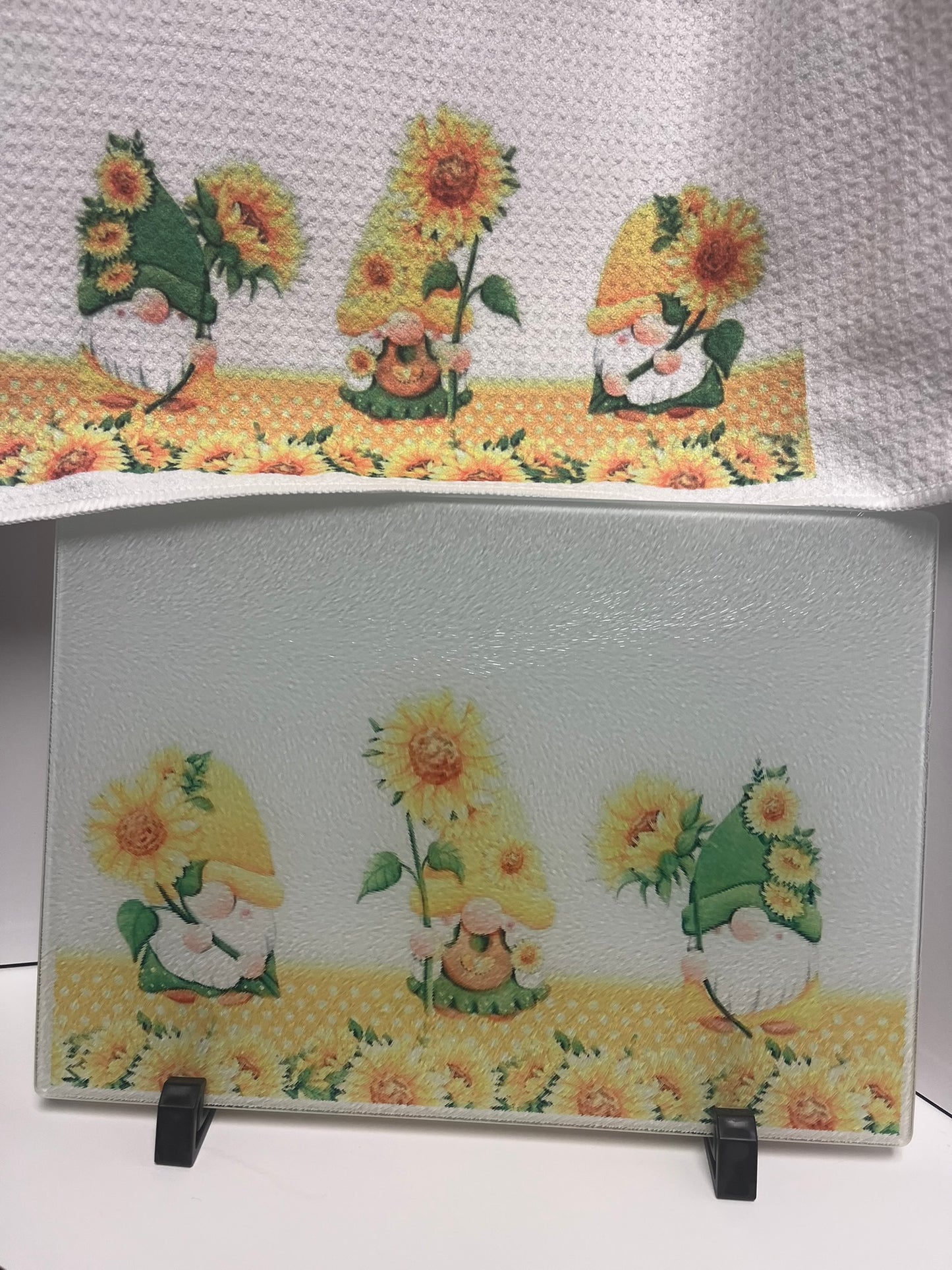 Glass Cutting Board with Matching Kitchen Towel