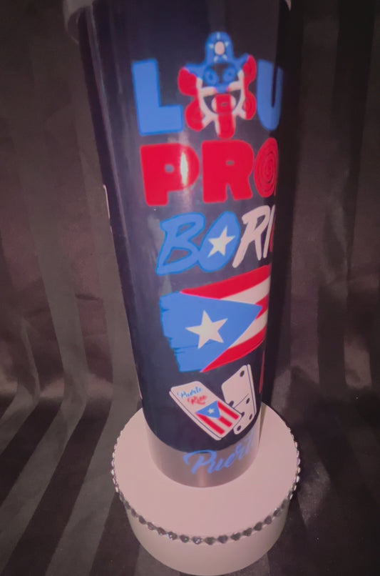 20 oz Straight Sublimation Tumbler - Loud, Proud Boricua