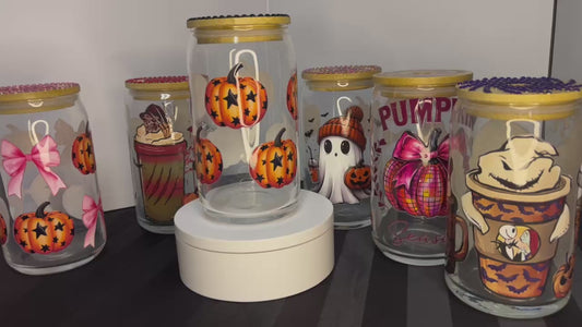 Glass Beer Can 16 oz - Pumpkins $15.00