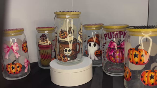 Glass Beer Can 16 oz - Sally/Jack $15.00